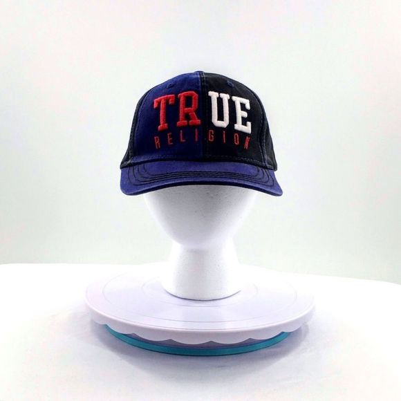 True Religion Other - True Religion Mens Cap Black Red Blue Colorblock Strapback Dad Hat One Size